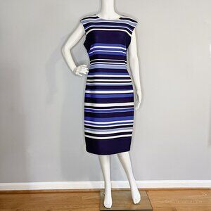 Vince Camuto Sleeveless Blue and White Striped Dress